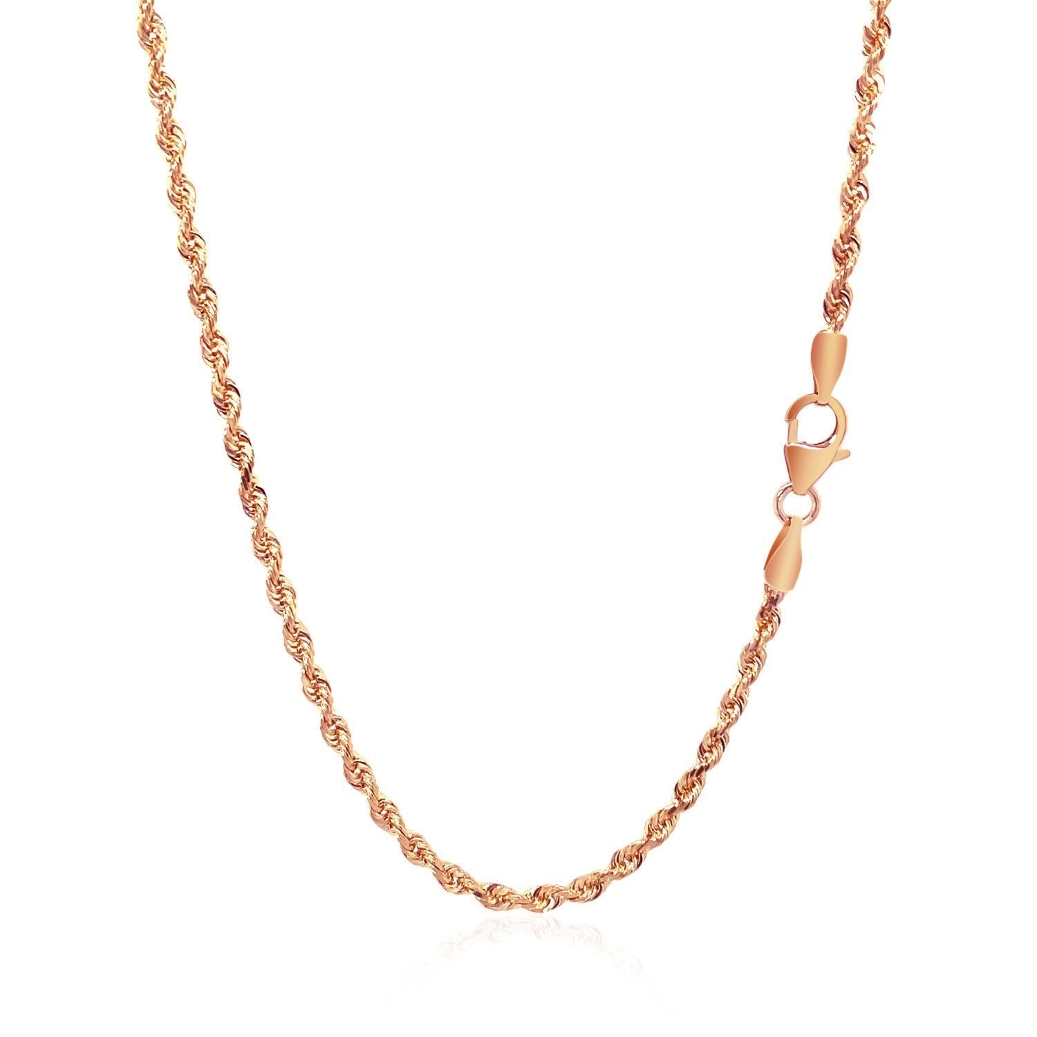 14k Rose Gold Solid Diamond Cut Rope Chain (2.30 mm) DestGlow