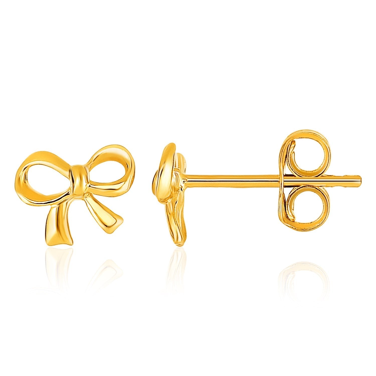 14k Yellow Gold Bow Style Post Earrings DestGlow