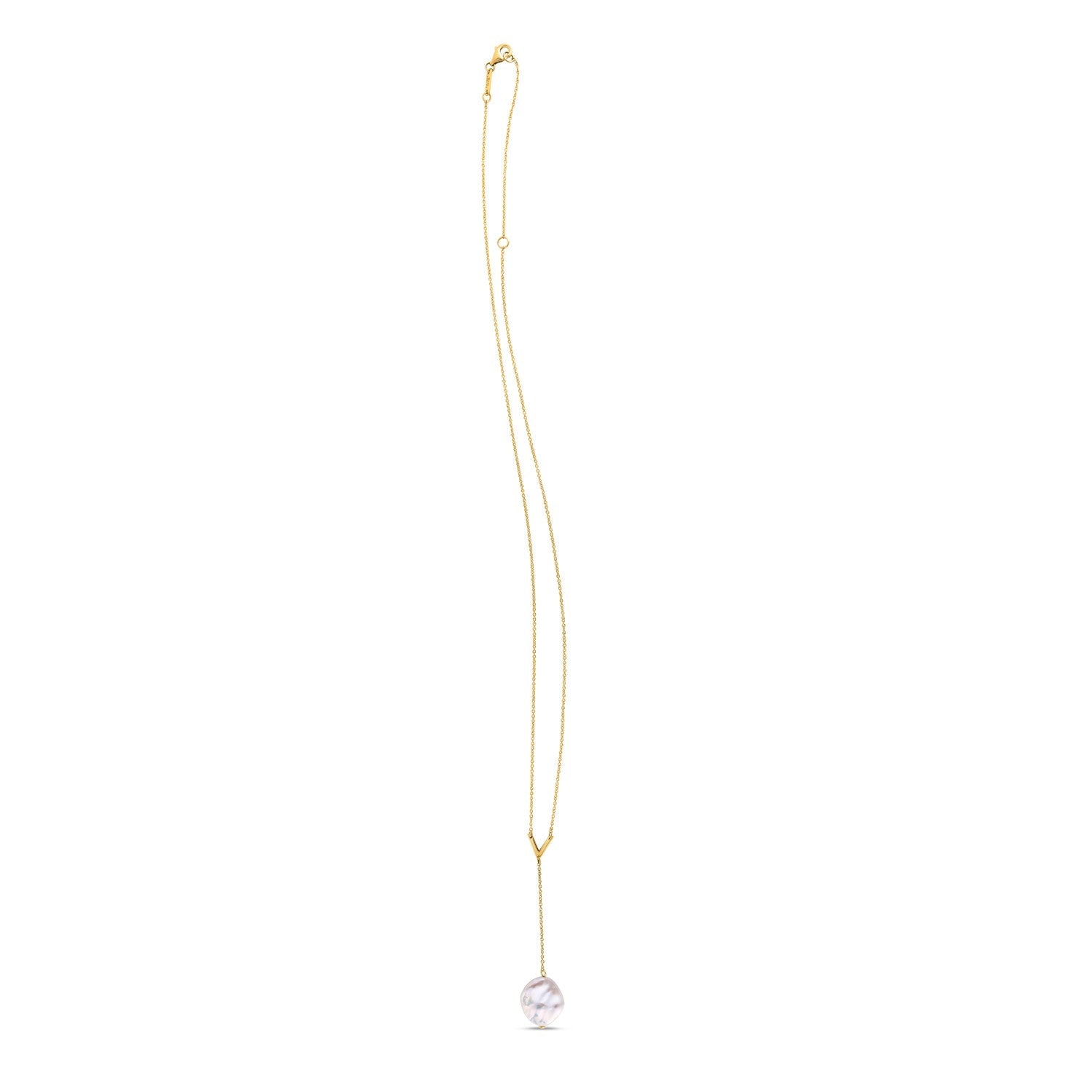 14k Yellow Gold Tesoro Pearl Lariat Necklace by Avera Group