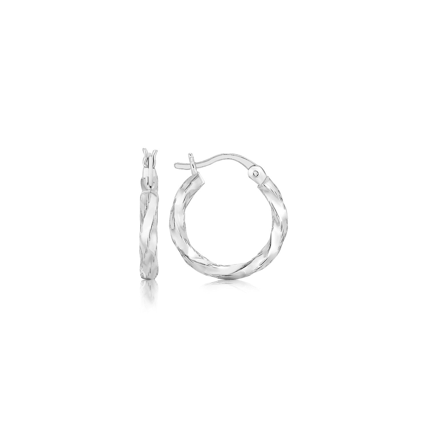 Sterling Silver Polished Twist Design Hoop Earrings DestGlow