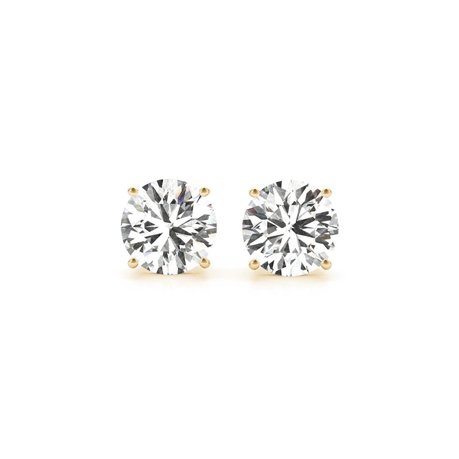 4 cttw Certified IGI Lab Grown Round Diamond Stud Earrings 14k Yellow Gold (G/VS2) DestGlow