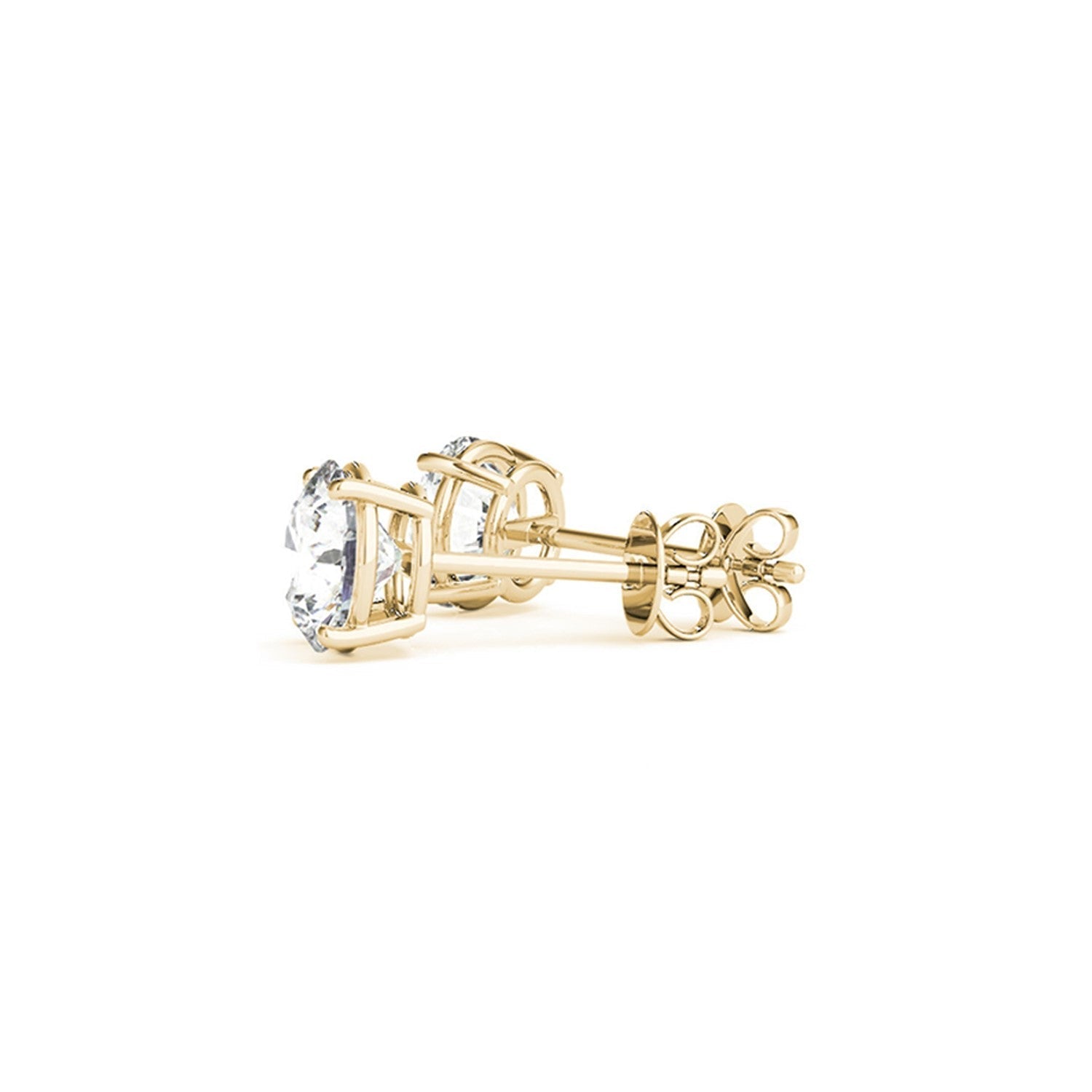 4 cttw Certified IGI Lab Grown Round Diamond Stud Earrings 14k Yellow Gold (G/VS2) DestGlow