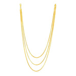14k Yellow Gold Three Strand Herringbone Chain Necklace