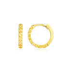 14k Yellow Gold Petite Textured Round Hoop Earrings - earrings