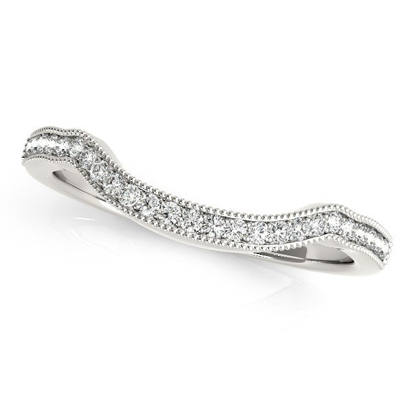 14k White Gold Curvy Style Pave Set Diamond Wedding Band (1/6 cttw) by Bids.com