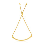 14k Yellow Gold Smooth Curved Bar and Lariat Style Bracelet (1.00 mm)