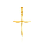 14k Yellow Gold Rounded and Pointed Cross Pendant - necklaces