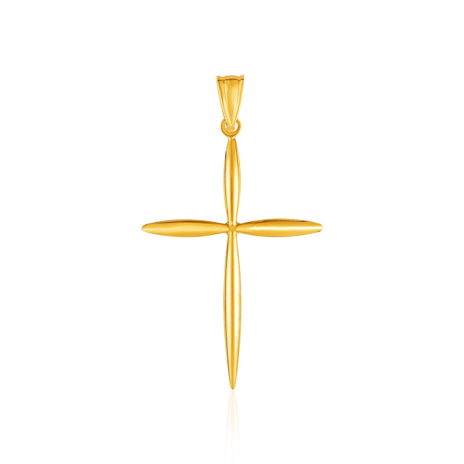 14k Yellow Gold Rounded and Pointed Cross Pendant - necklaces