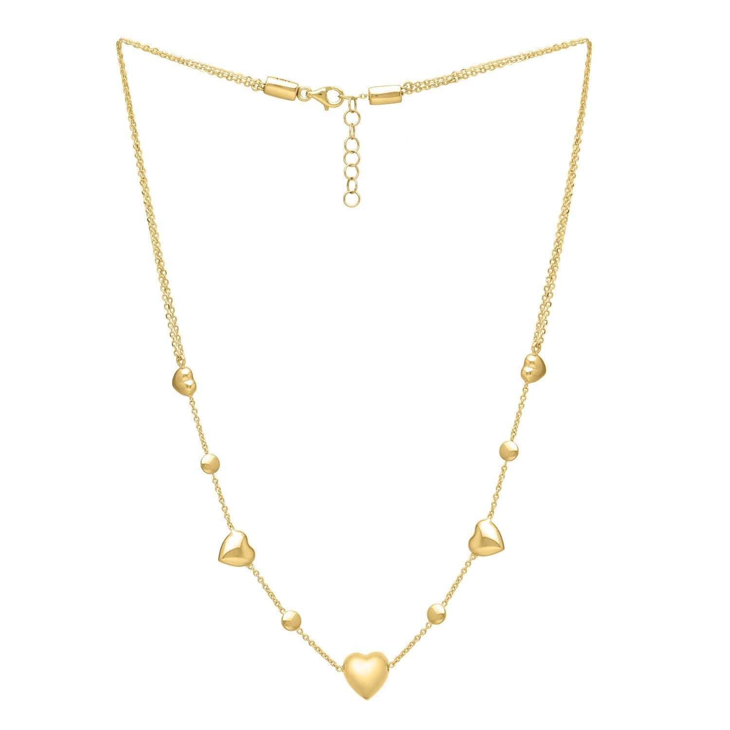14k Yellow Gold Puff Heart Adjustable Necklace by Bids.com