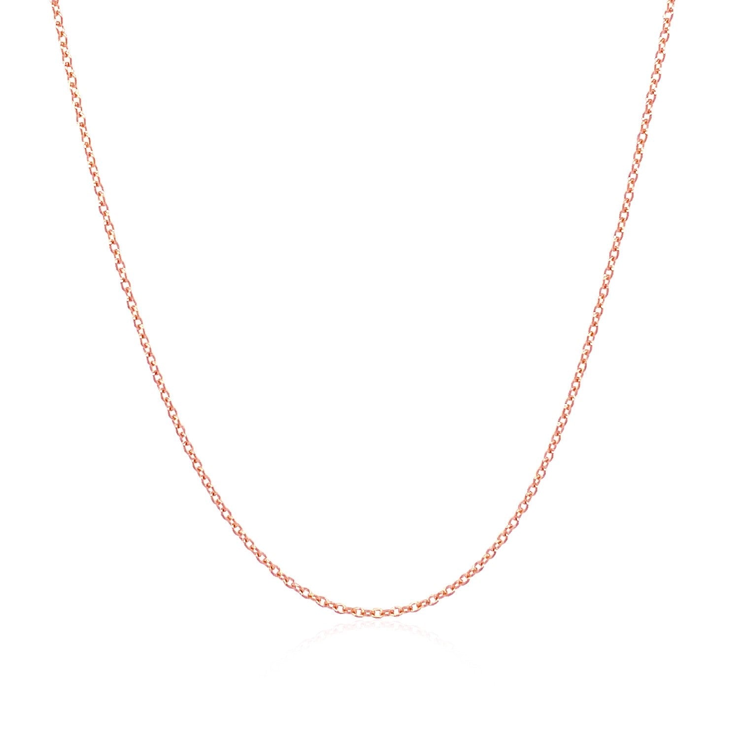 14k Pink Gold Oval Cable Link Chain (0.97 mm) by Avera Group
