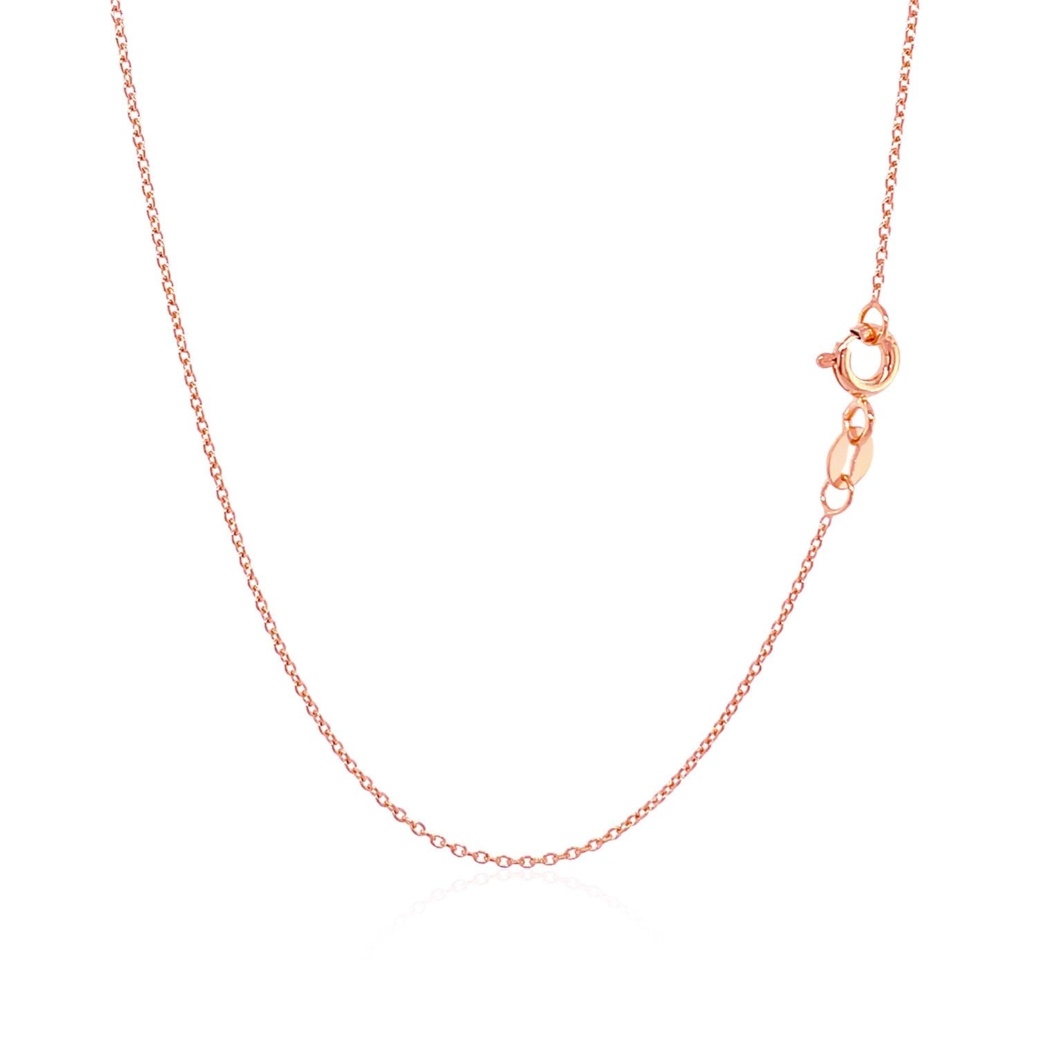 14k Pink Gold Oval Cable Link Chain (0.97 mm) by Avera Group
