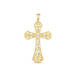 14k Two Tone Gold High Polish Diamond Cut Cross Pendant - necklaces