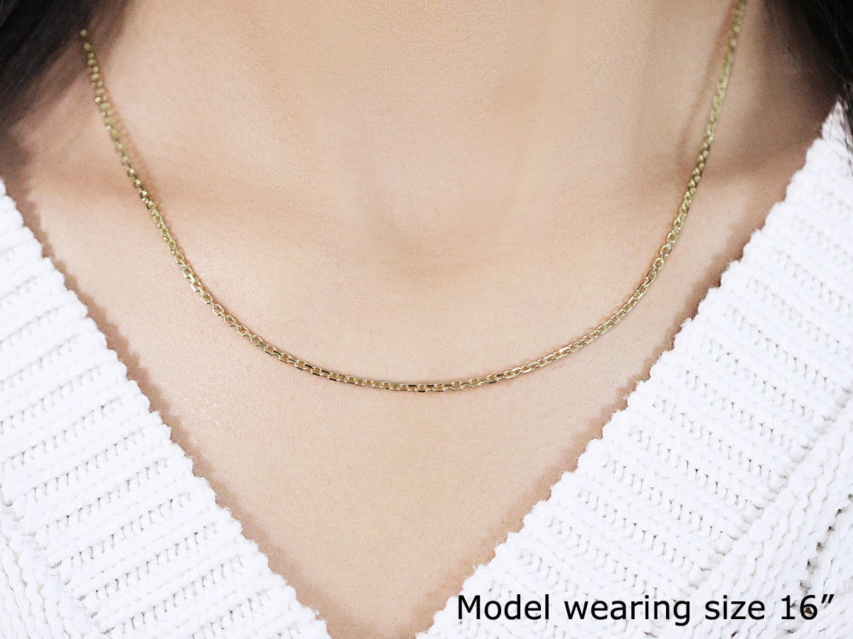 18k Yellow Gold Diamond Cut Cable Link Chain (1.90 mm) by Bids.com