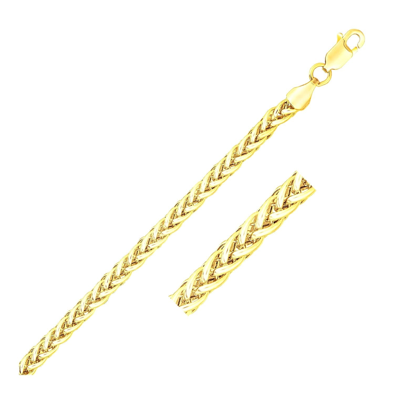 3.3mm 14k Yellow Gold Light Weight Wheat Bracelet by Bids.com