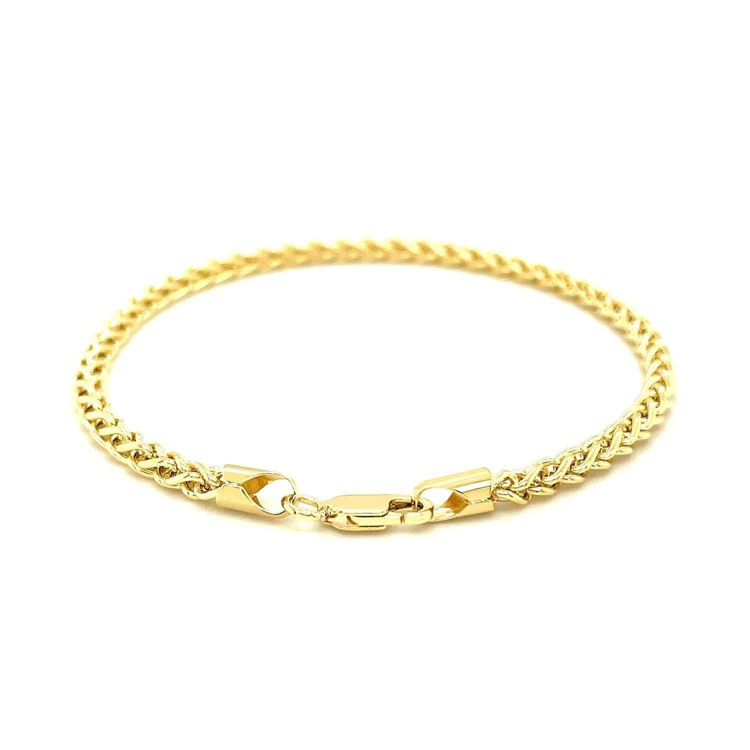 14k Yellow Gold Light Weight Wheat Bracelet (3.20 mm)