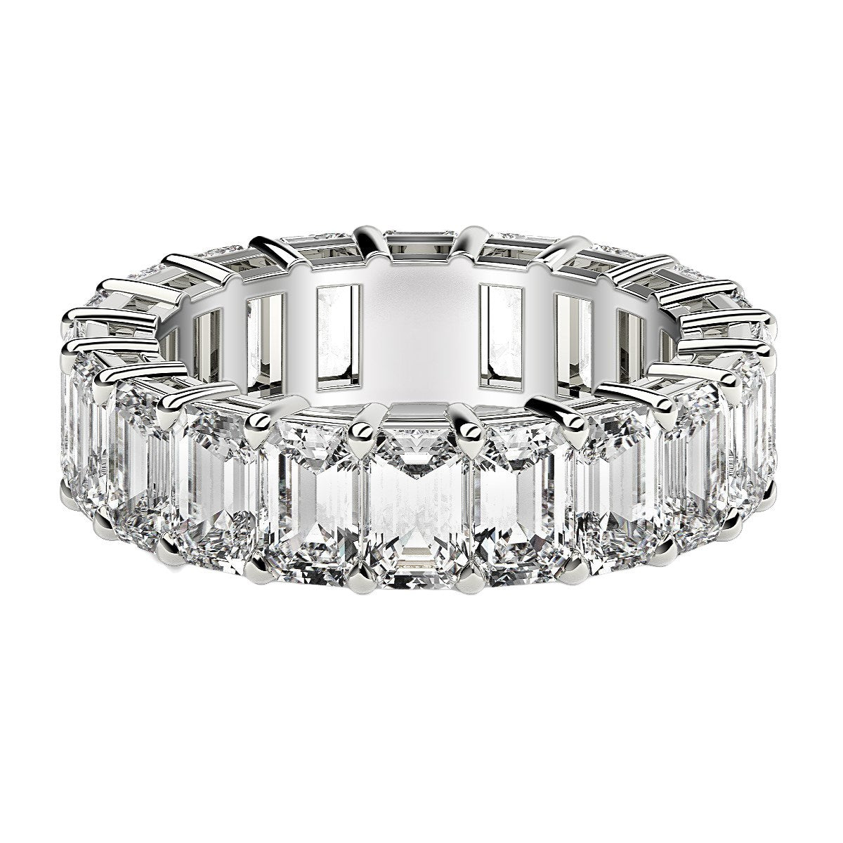 Emerald Cut Lab Grown Diamond Eternity Ring in 14k White Gold (7 cttw FG/VS2) DestGlow
