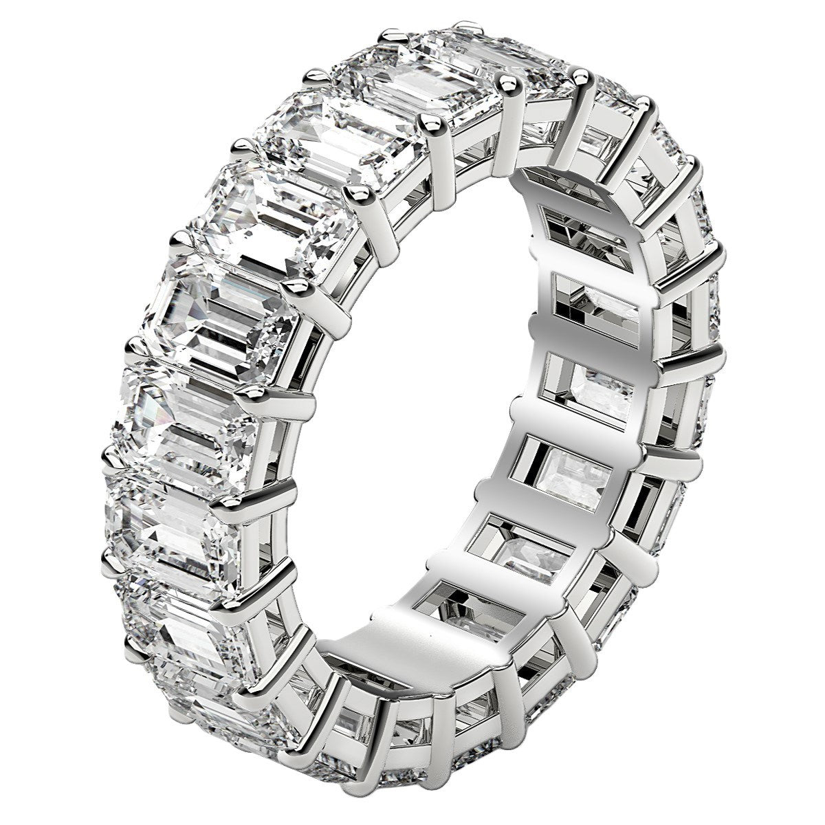 Emerald Cut Lab Grown Diamond Eternity Ring in 14k White Gold (7 cttw FG/VS2) DestGlow