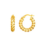 14k Yellow Gold Polished Twisted Hoop Earrings - earrings