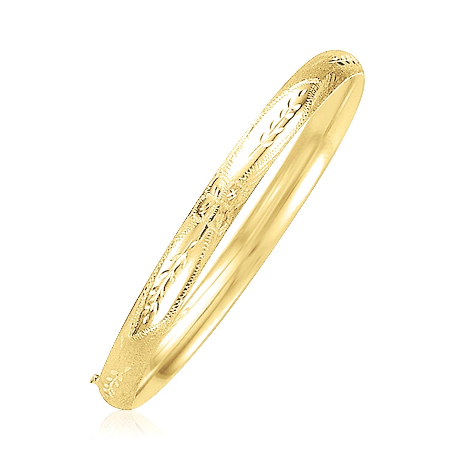 14k Yellow Gold Dome Florentine Design Bangle by Bids.com