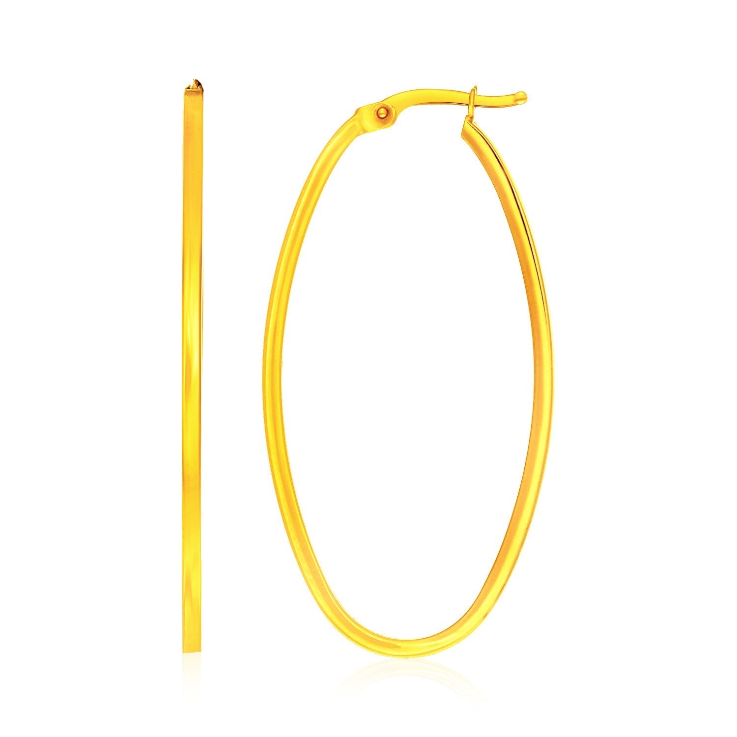 14k Yellow Gold Slim Oval Shape Hoop Earrings by Bids.com