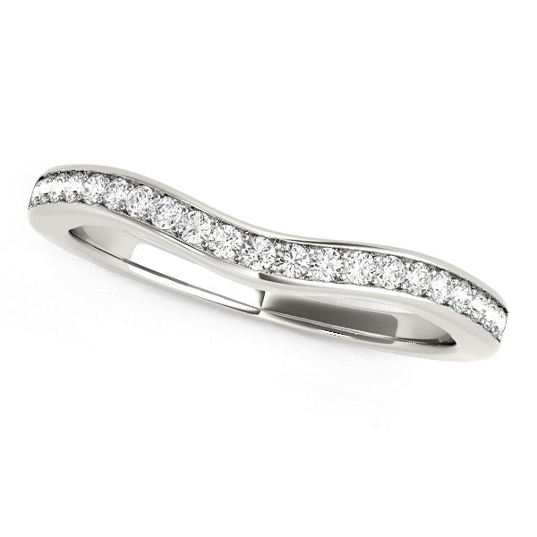14k White Gold Curved Diamond Wedding Band (1/6 cttw) by Bids.com