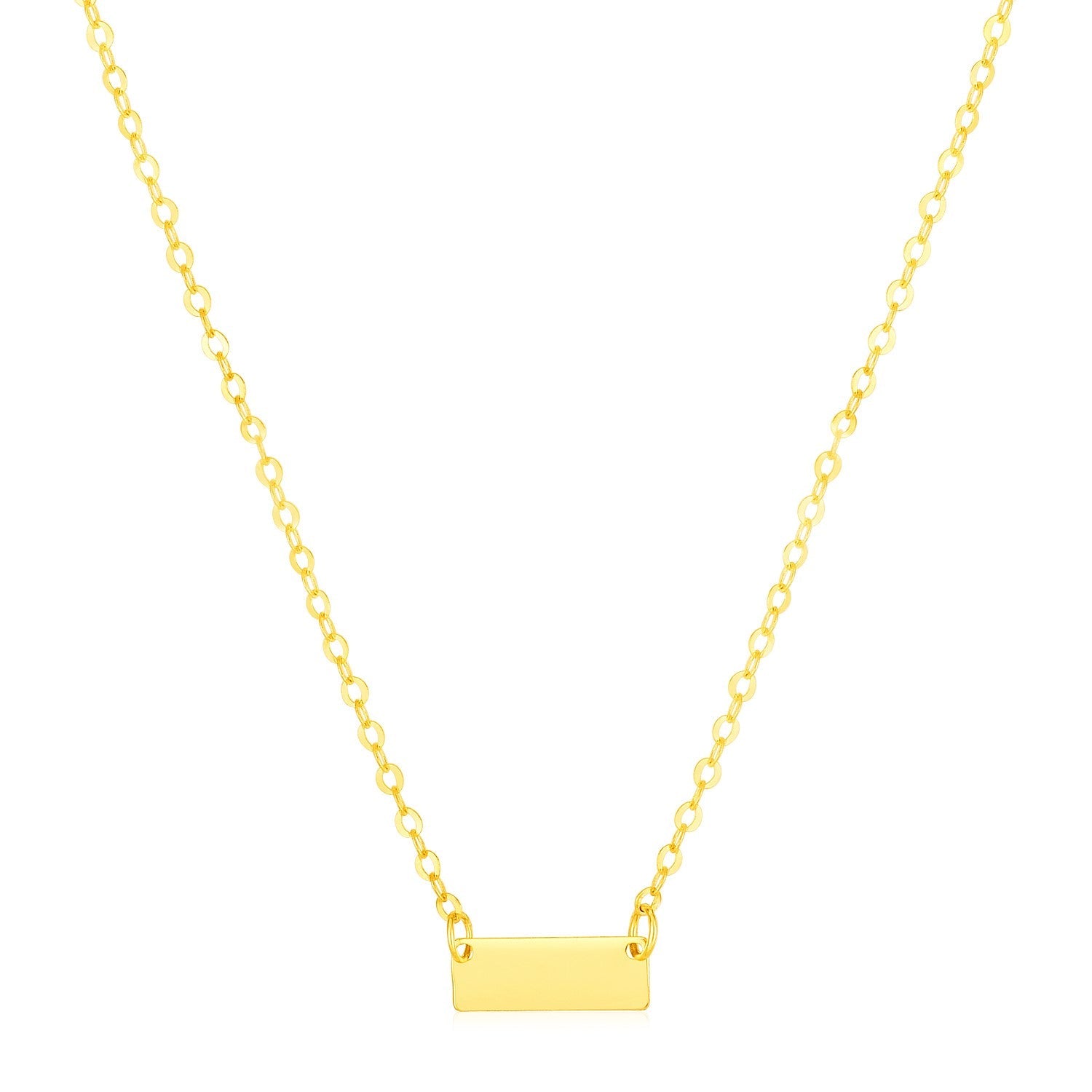14k Yellow Gold Polished Mini Bar Necklace DestGlow