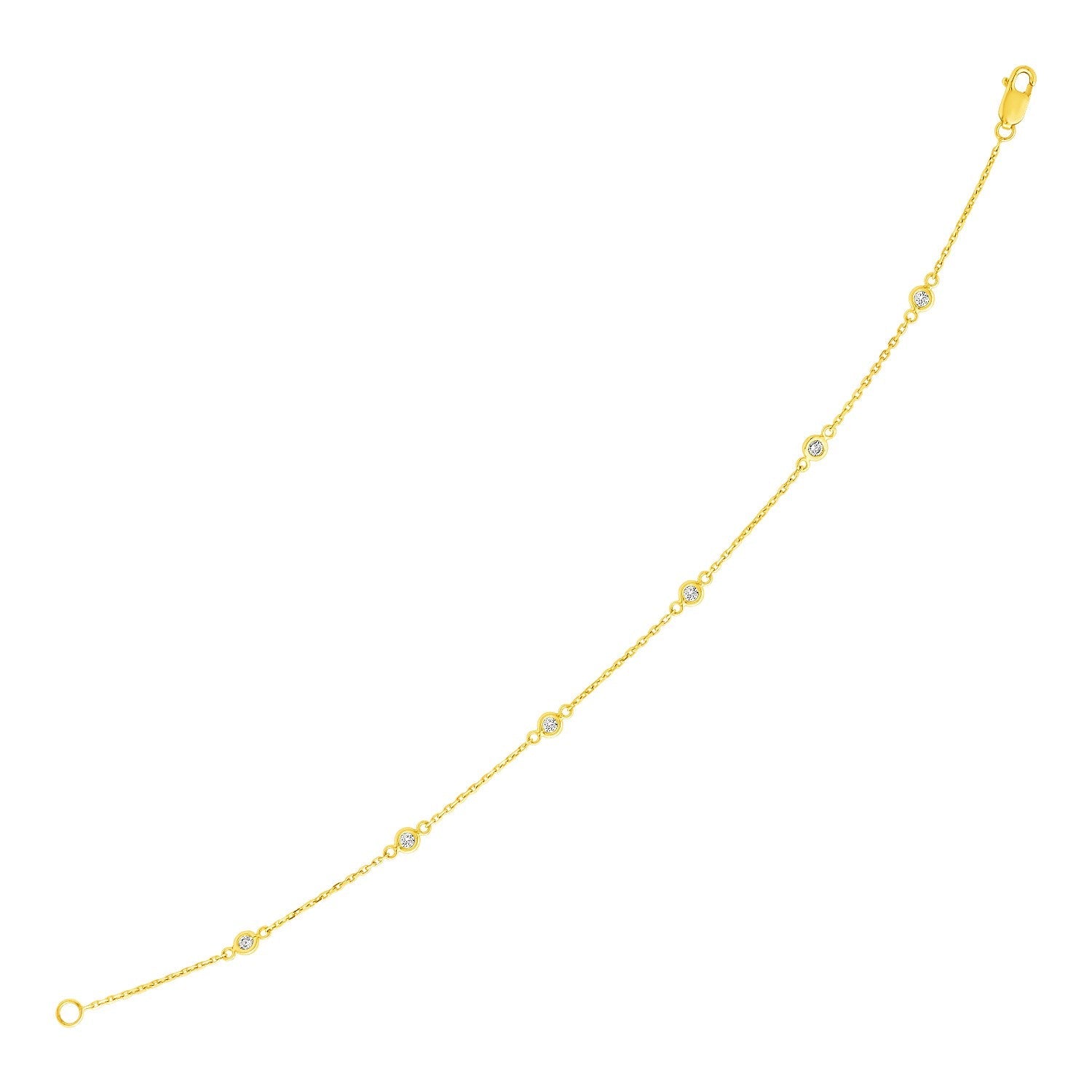14k Yellow Gold 7 inch Bracelet with Diamond Stations by Avera Group