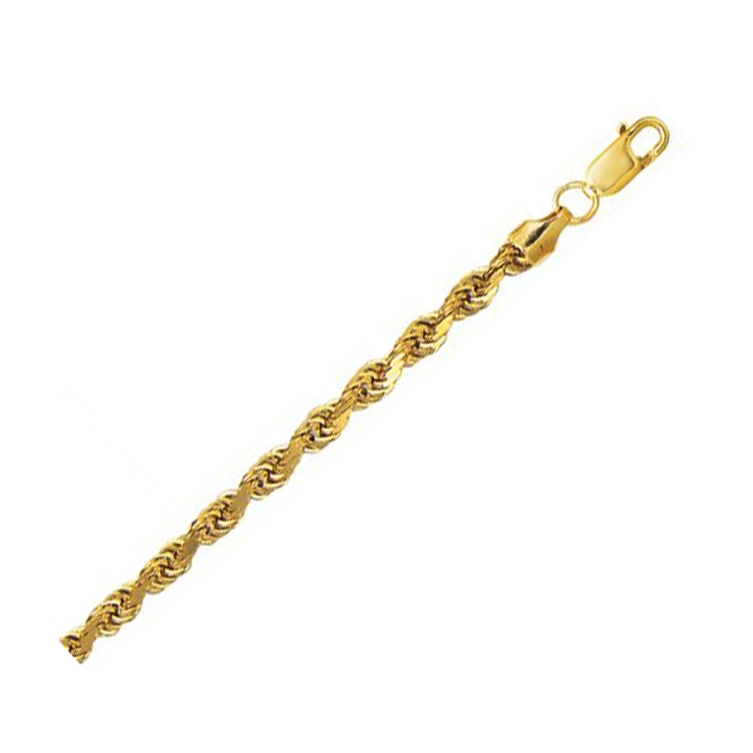 10K Yellow Gold Hollow Diamond Cut Rope Chain (5.00 mm) DestGlow