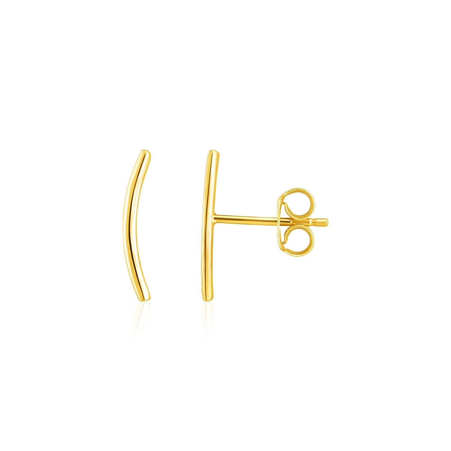 14k Yellow Gold Curve Climber Post Earrings DestGlow