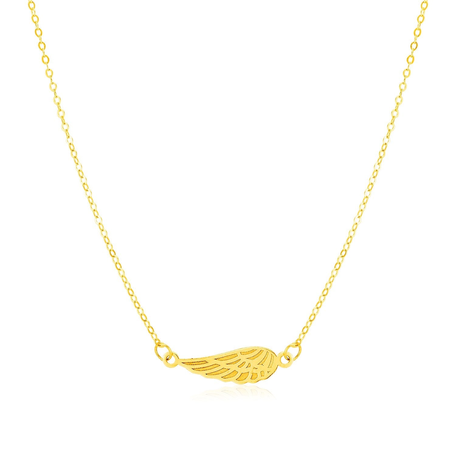 14K Yellow Gold Angel Wing Necklace by Avera Group
