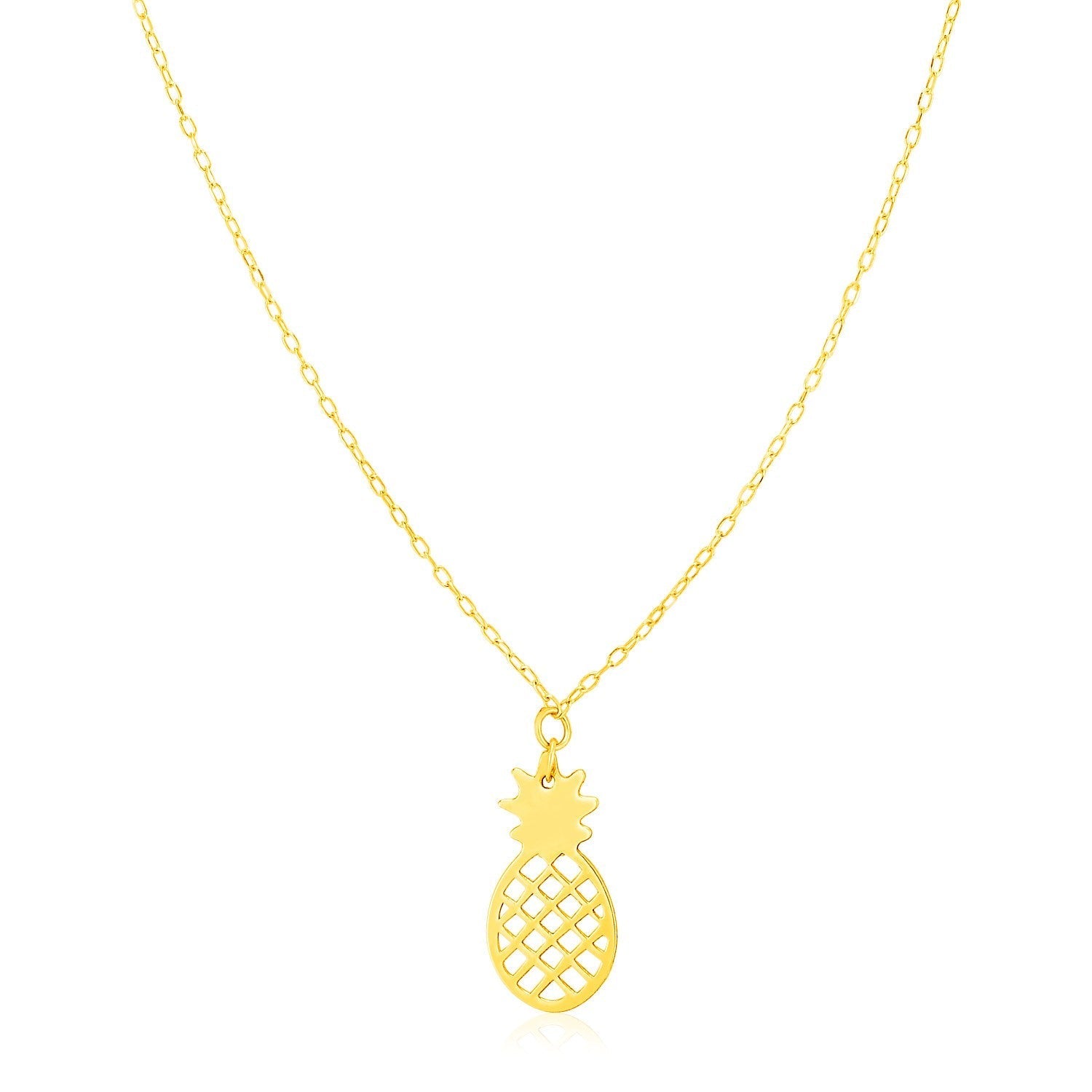 14K Yellow Gold Pineapple Necklace DestGlow