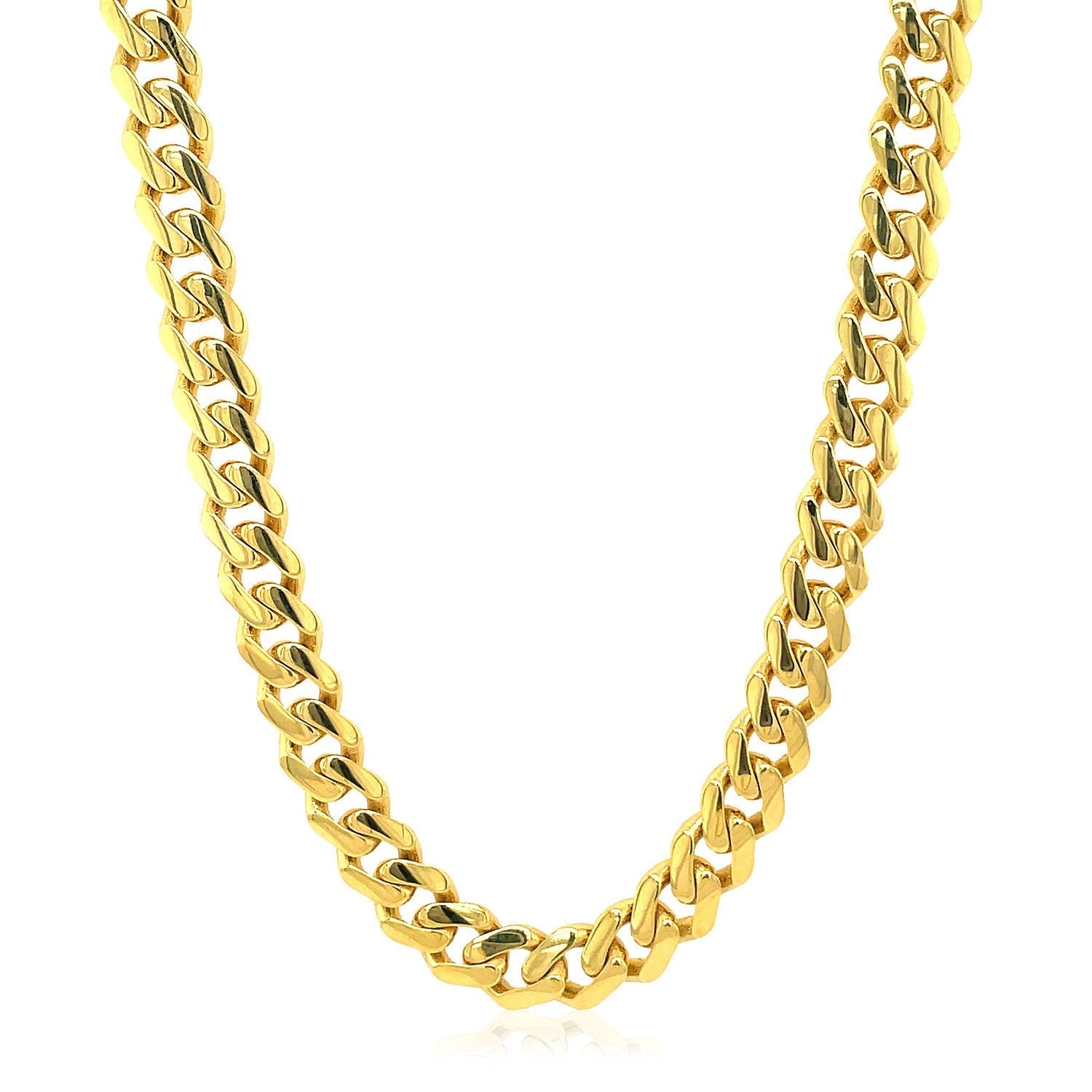 14k Yellow Gold Polished Miami Cuban Chain Necklace DestGlow