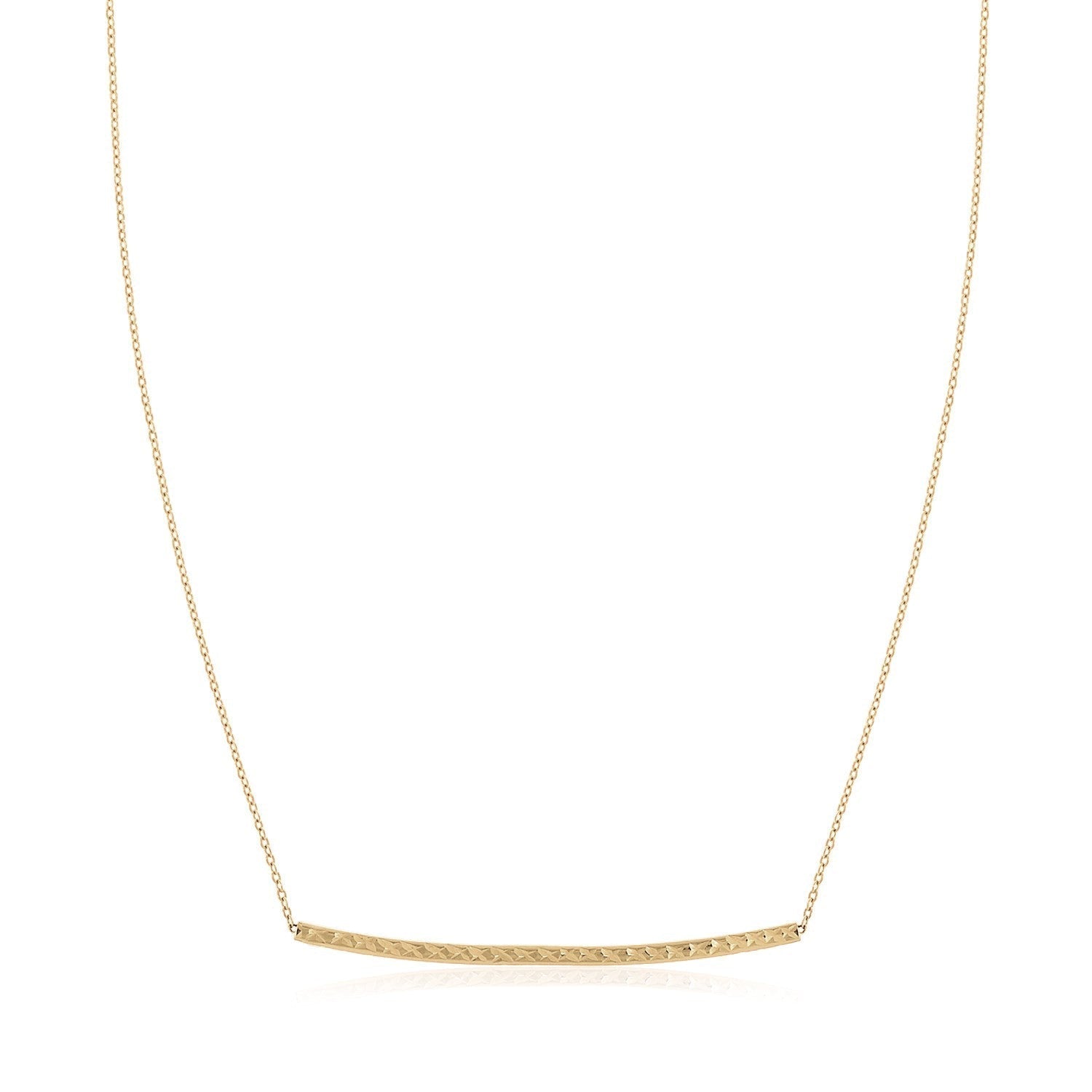 14k Yellow Gold Thin Textured Bar Necklace DestGlow