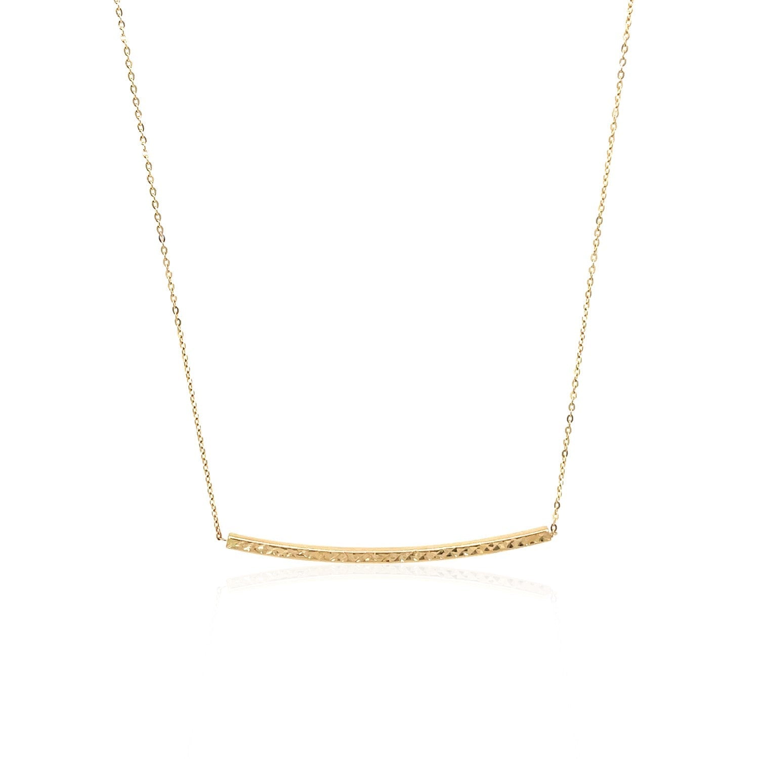 14k Yellow Gold Thin Textured Bar Necklace - DestGlow