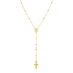 14k Tri Color Gold Lariat Rosary Necklace