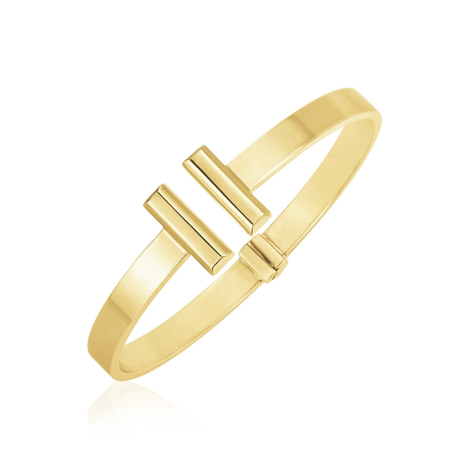 14k Yellow Gold High Polish Bar Cuff Bangle (6mm) - bracelets