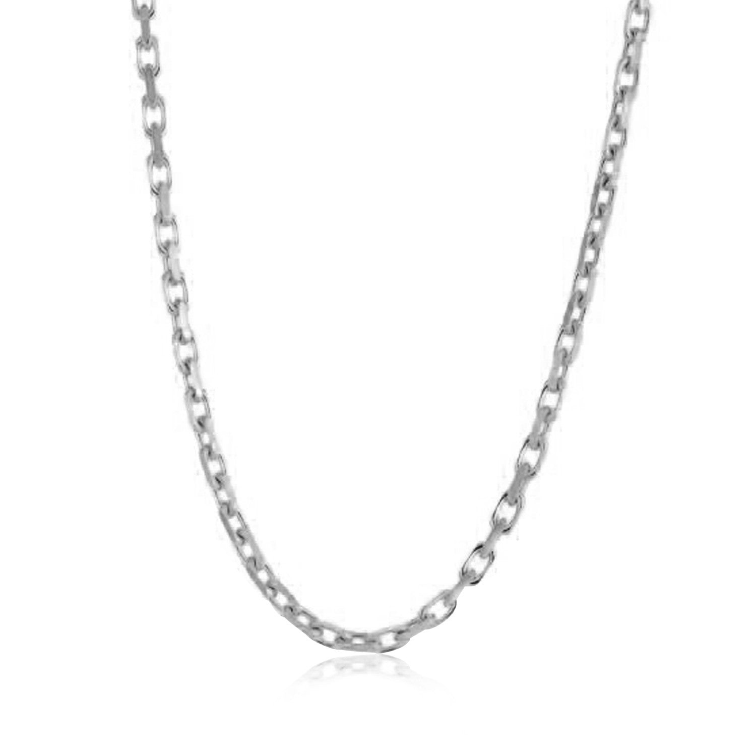 14k White Gold French Cable Link Chain (2.50 mm) by Avera Group