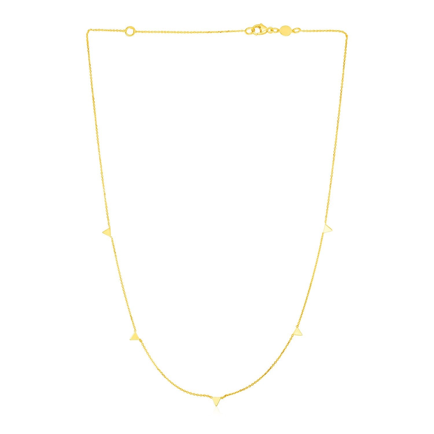 14K Yellow Gold Necklace with Triangles - necklaces