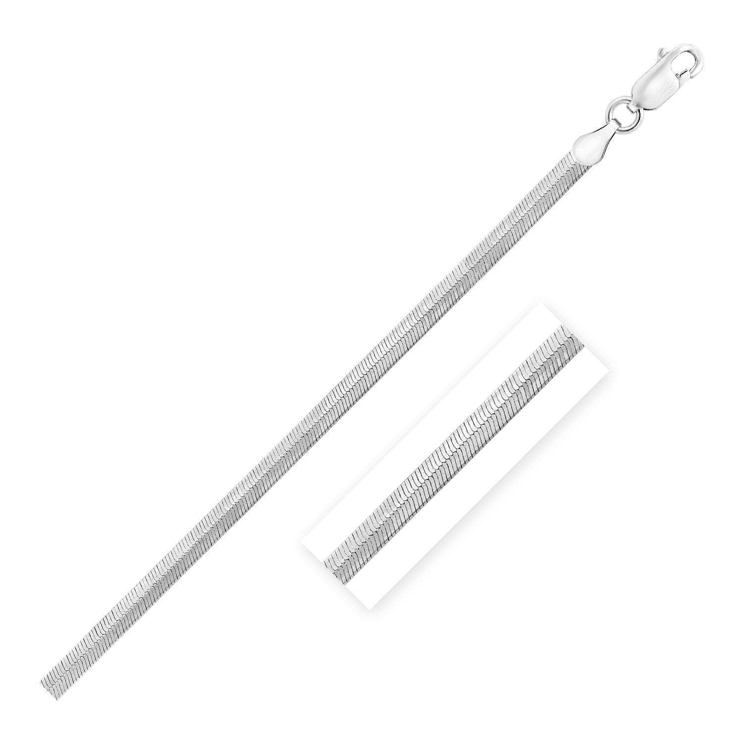 Sterling Silver Rhodium Plated Herringbone Chain 3.3mm DestGlow