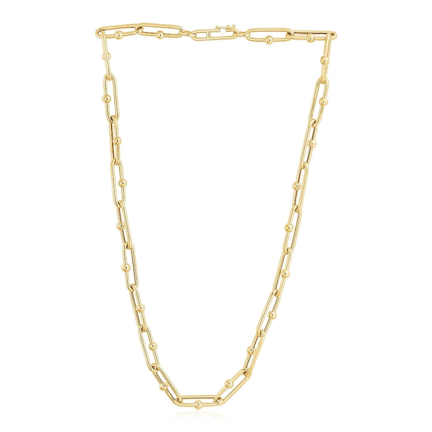 14k Yellow Gold High Polish Elongated Paperclip Jax Link Necklace by Bids.com