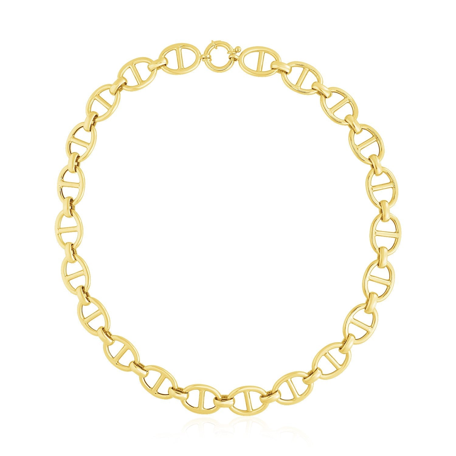14k Yellow Gold High Polish Oval Mariner Link Necklace (13.8mm) by Bids.com