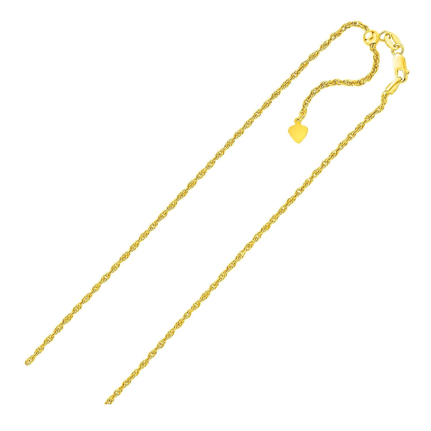 Sterling Silver in Yellow Finish 1.5mm Adjustable Rope Chain DestGlow