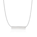14k White Gold Smooth Flat Horizontal Bar Style Necklace - necklaces