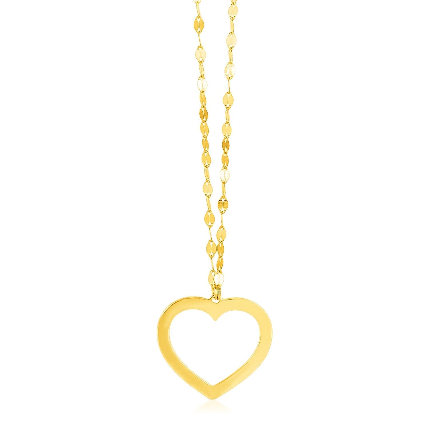 14k Yellow Gold Necklace with Reversible Heart Pendant DestGlow