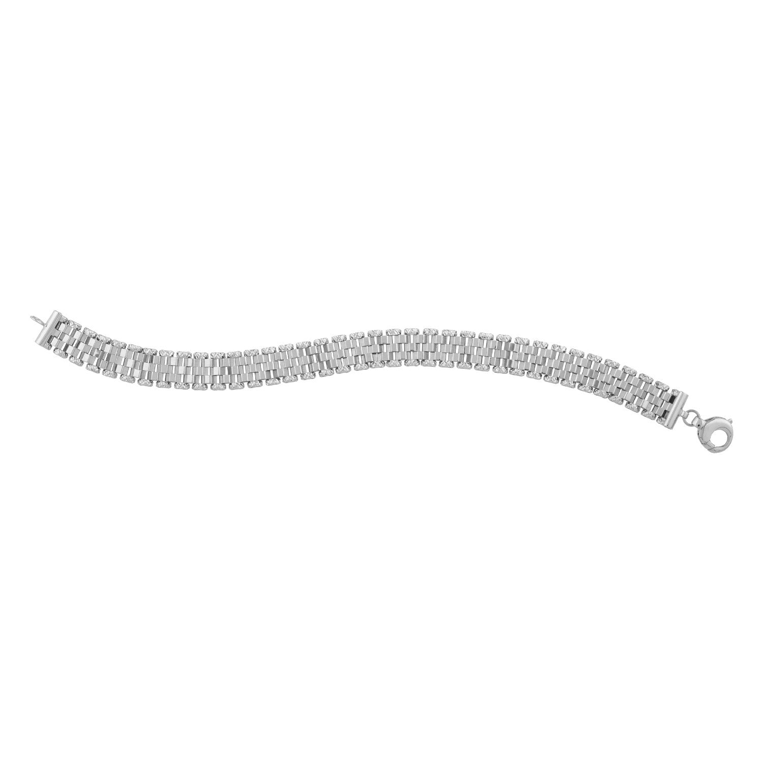 14k White Gold Faceted Panther Link Chain Bracelet by Bids.com