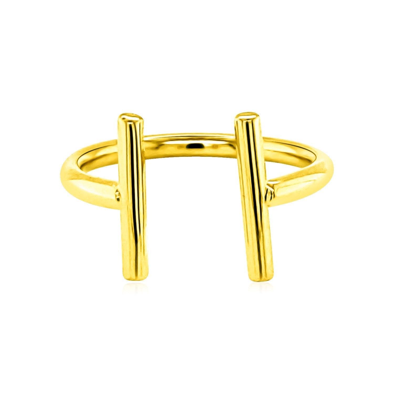 14k Yellow Gold Open Ring with Bars - DestGlow