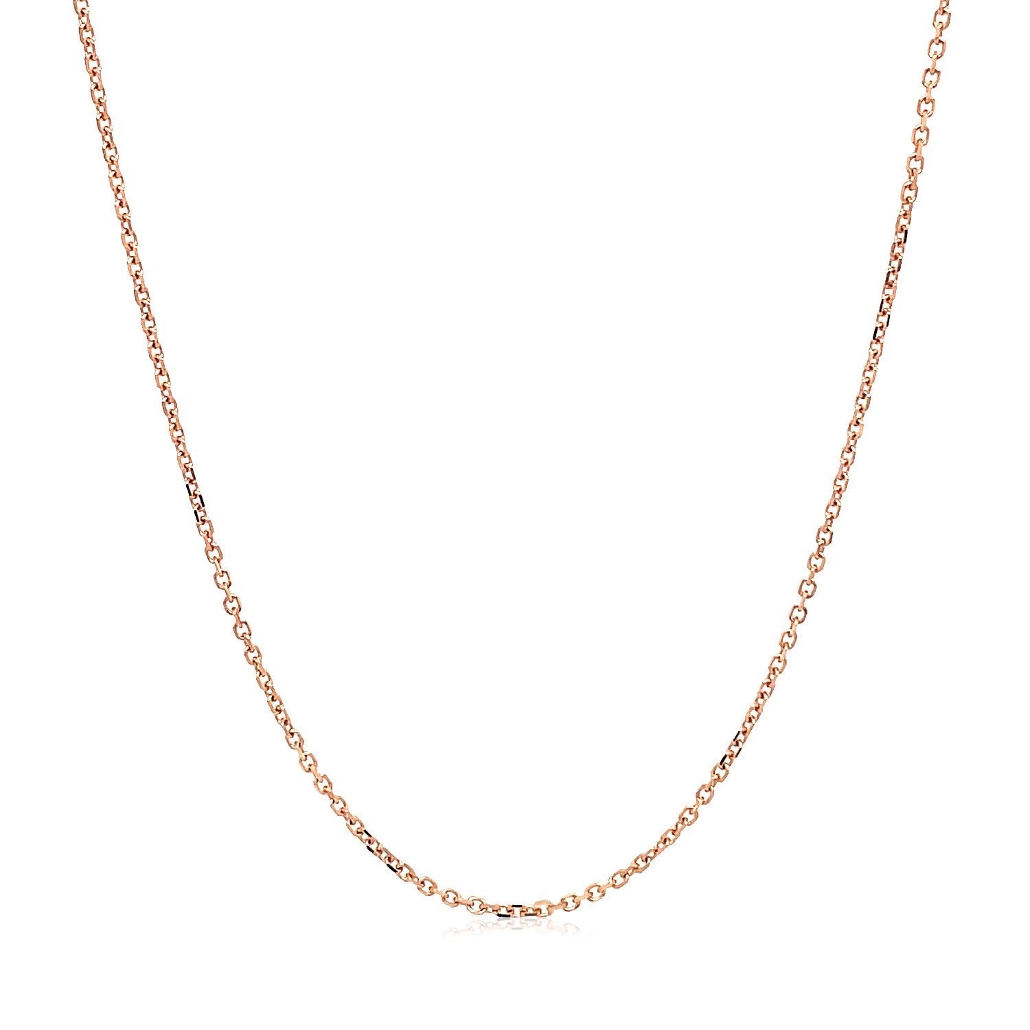 18k Rose Gold Diamond Cut Cable Link Chain (1.10 mm) by Avera Group