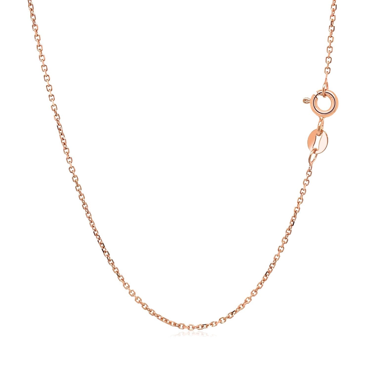 18k Rose Gold Diamond Cut Cable Link Chain (1.10 mm) by Avera Group