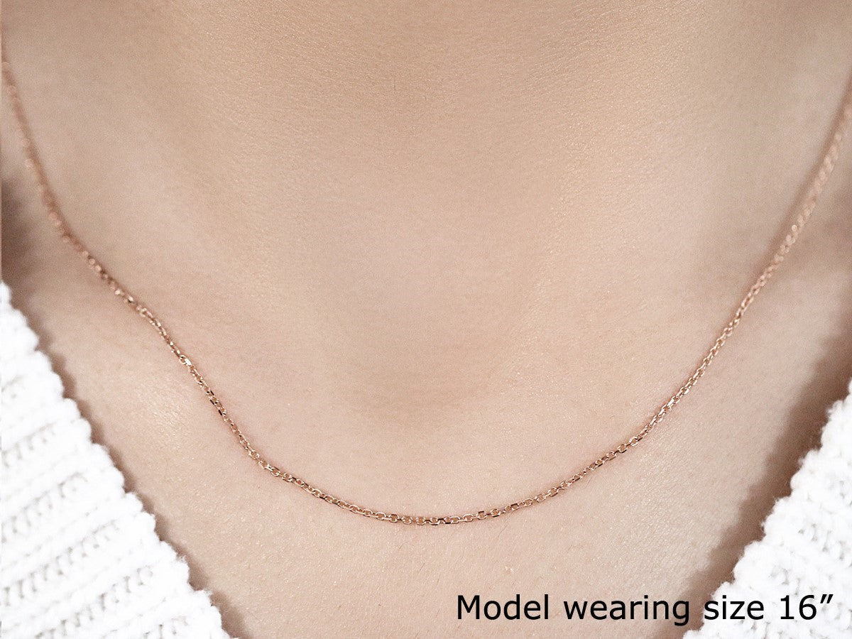 18k Rose Gold Diamond Cut Cable Link Chain (1.10 mm) DestGlow