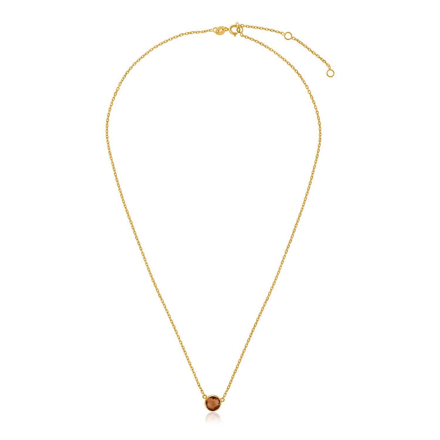 14k Yellow Gold 17 inch Necklace with Round Citrine - necklaces